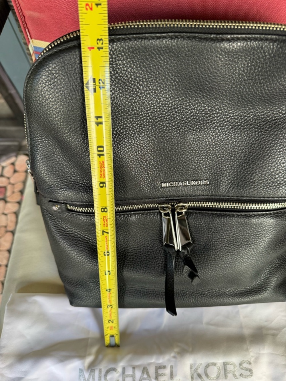 Michael Kors Black Pebbled Leather Backpack with Silver Hardware - Picture 6 of 13